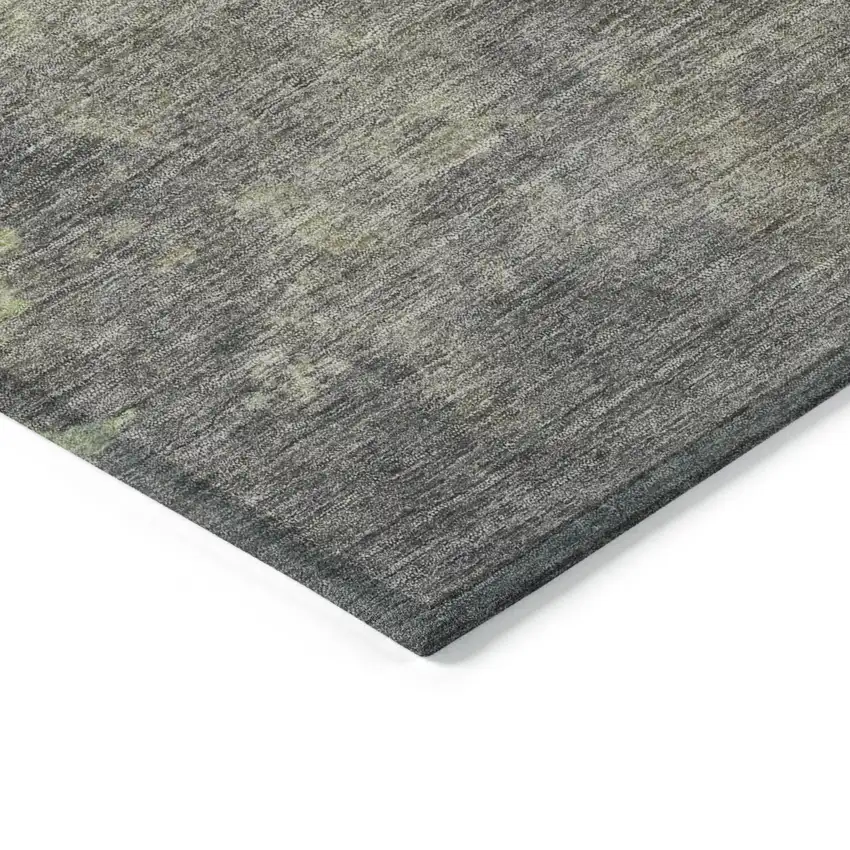 Artichoke Green And Taupe Abstract Washable Indoor Outdoor Area Rug Photo 7