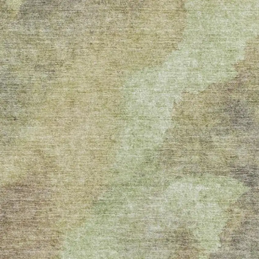 Artichoke Green And Taupe Abstract Washable Indoor Outdoor Area Rug Photo 3