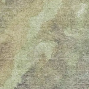 Photo of Artichoke Green And Taupe Abstract Washable Indoor Outdoor Area Rug