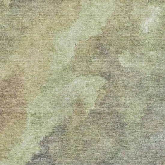Artichoke Green And Taupe Abstract Washable Indoor Outdoor Area Rug Photo 1