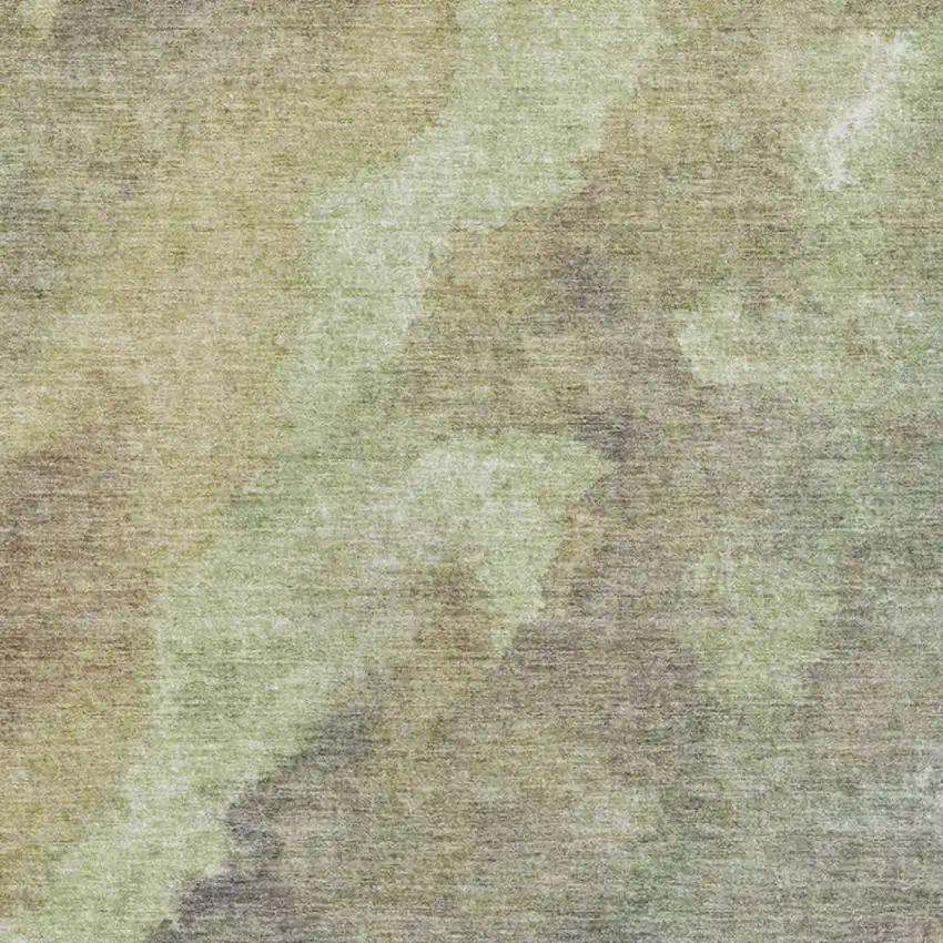 Artichoke Green And Taupe Abstract Washable Indoor Outdoor Area Rug Photo 1