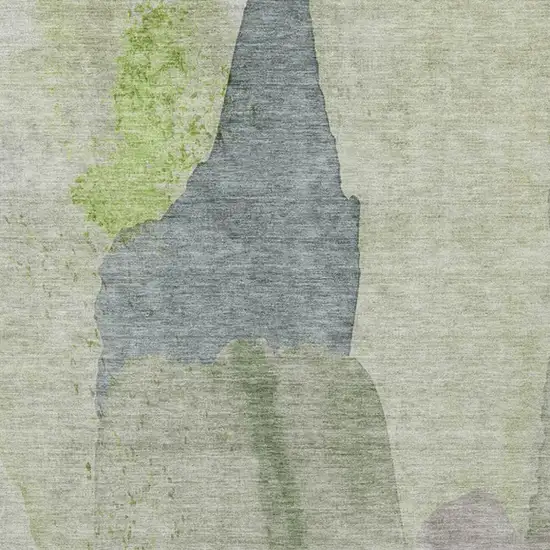 Artichoke Green And Taupe Abstract Washable Indoor Outdoor Area Rug Photo 3