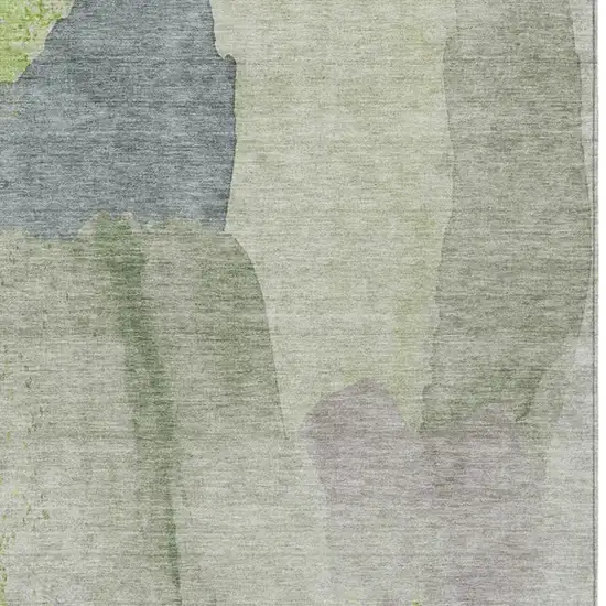 Artichoke Green And Taupe Abstract Washable Indoor Outdoor Area Rug Photo 3