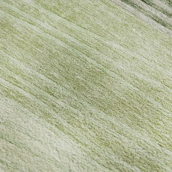 Artichoke Green And Taupe Striped Washable Area Rug With UV Protection Photo 3