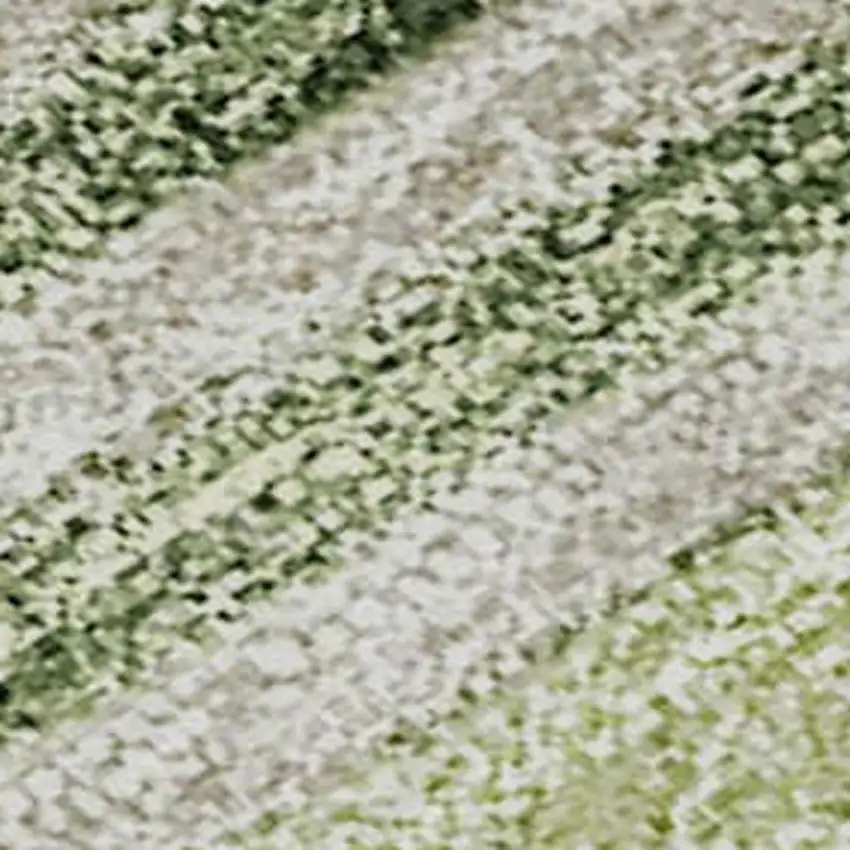 Artichoke Green And Taupe Striped Washable Area Rug With UV Protection Photo 4