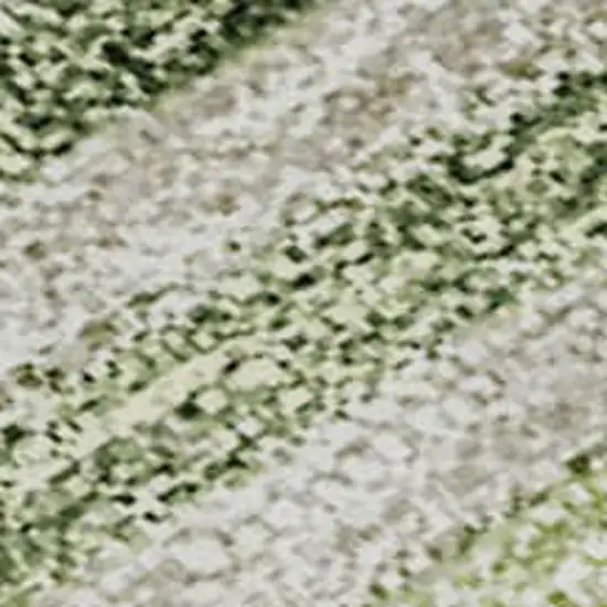 Artichoke Green And Taupe Striped Washable Area Rug With UV Protection Photo 3