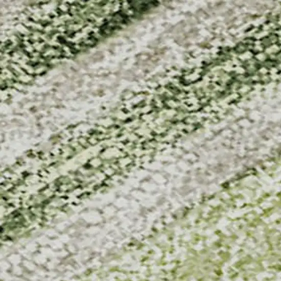 Artichoke Green And Taupe Striped Washable Area Rug With UV Protection Photo 3