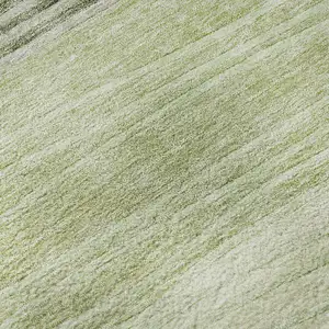Photo of Artichoke Green And Taupe Striped Washable Area Rug With UV Protection