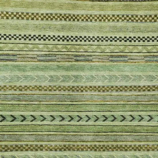 Artichoke Green And Taupe Striped Washable Indoor Outdoor Area Rug Photo 5