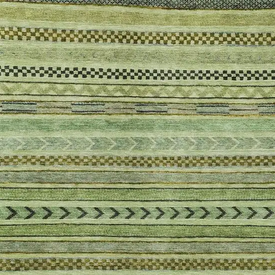 Artichoke Green And Taupe Striped Washable Indoor Outdoor Area Rug Photo 3