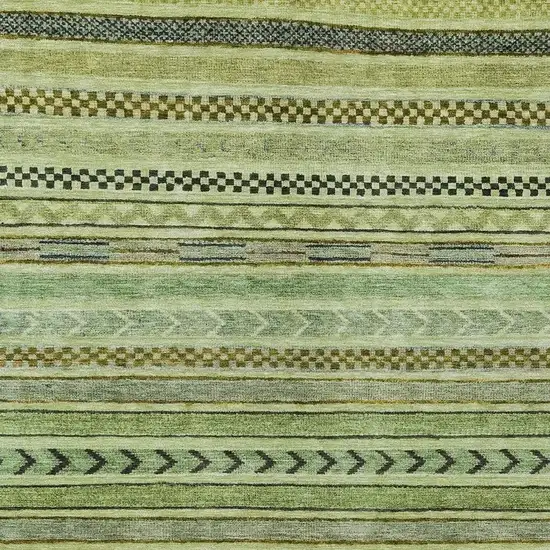 Artichoke Green And Taupe Striped Washable Indoor Outdoor Area Rug Photo 4