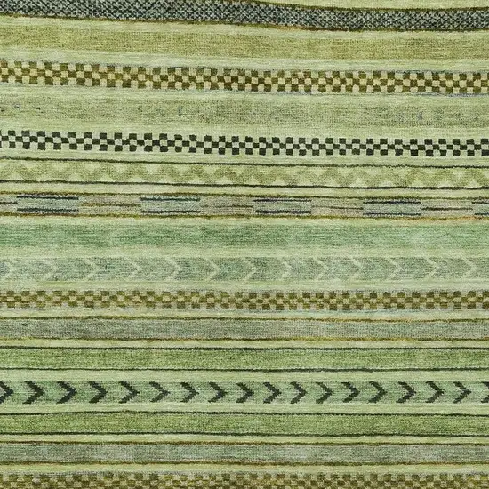 Artichoke Green And Taupe Striped Washable Indoor Outdoor Area Rug Photo 4