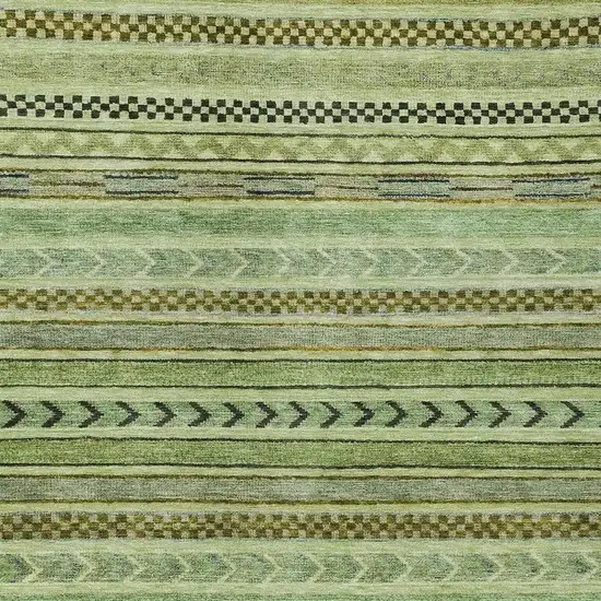 Artichoke Green And Taupe Striped Washable Indoor Outdoor Area Rug Photo 4