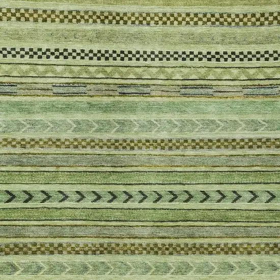 Artichoke Green And Taupe Striped Washable Indoor Outdoor Area Rug Photo 4