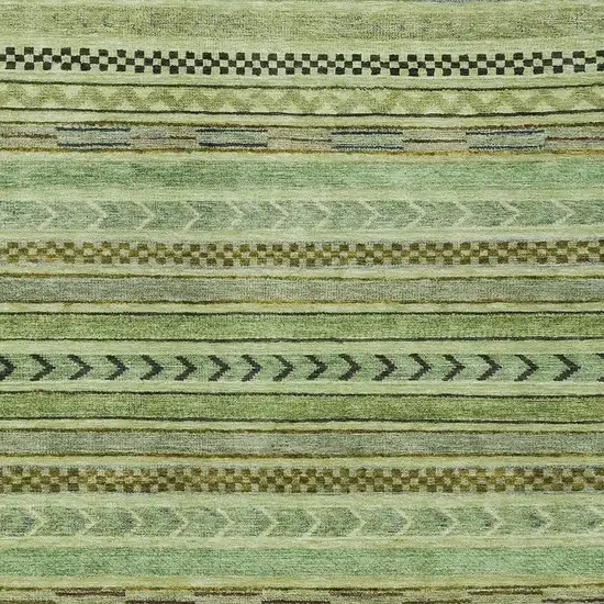 Artichoke Green And Taupe Striped Washable Indoor Outdoor Area Rug Photo 3