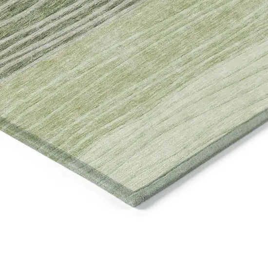 Artichoke Green And Taupe Striped Washable Indoor Outdoor Area Rug Photo 3