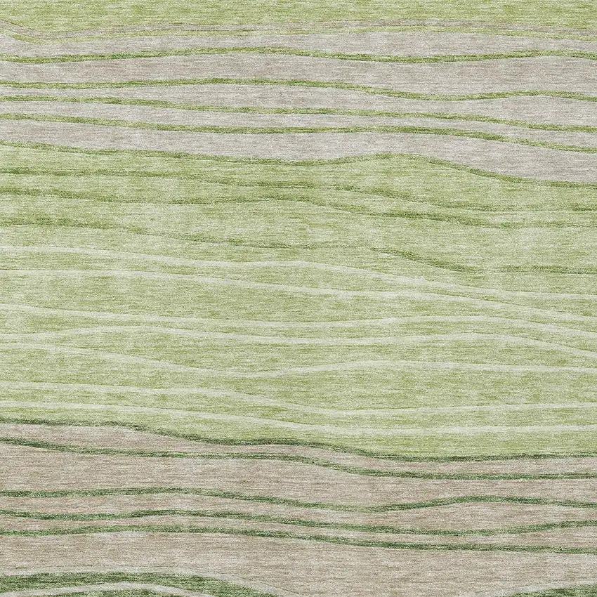 Artichoke Green And Taupe Striped Washable Indoor Outdoor Area Rug Photo 4