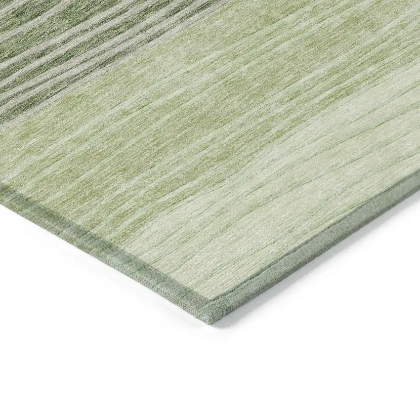 Artichoke Green And Taupe Striped Washable Indoor Outdoor Area Rug Photo 4