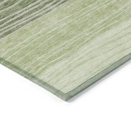 Artichoke Green And Taupe Striped Washable Indoor Outdoor Area Rug Photo 3