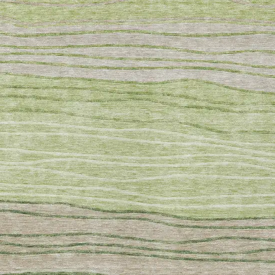 Artichoke Green And Taupe Striped Washable Indoor Outdoor Area Rug Photo 4