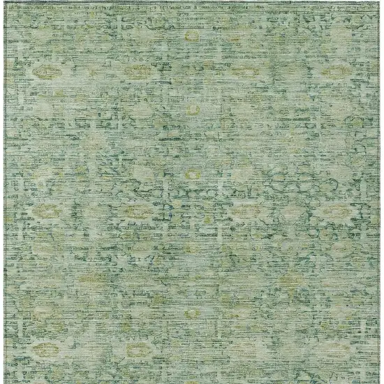 Artichoke Green And Teal Blue Oriental Washable Indoor Outdoor Area Rug Photo 4