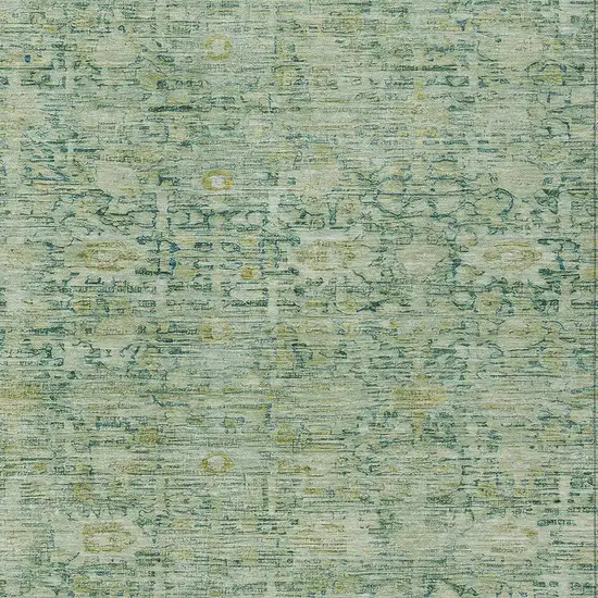 Artichoke Green And Teal Blue Oriental Washable Indoor Outdoor Area Rug Photo 6