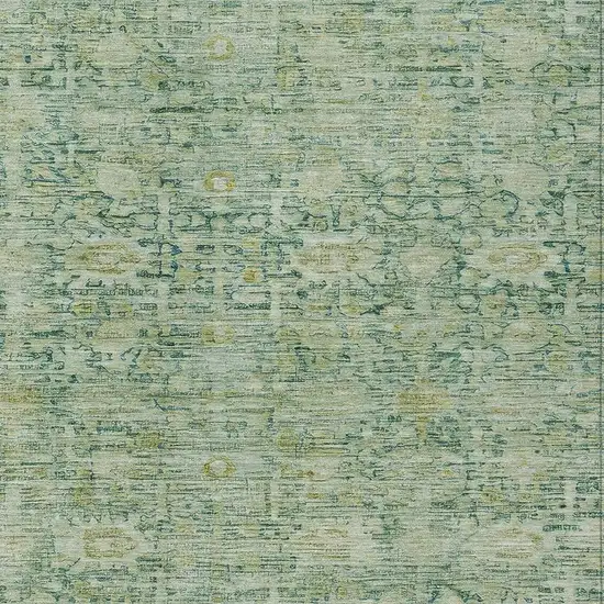 Artichoke Green And Teal Blue Oriental Washable Indoor Outdoor Area Rug Photo 3