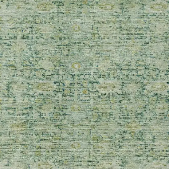 Artichoke Green And Teal Blue Oriental Washable Indoor Outdoor Area Rug Photo 4