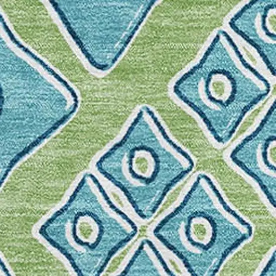 Artichoke Green And Teal Geometric Washable Area Rug With UV Protection Photo 4