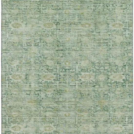 Artichoke Green And Teal Oriental Washable Area Rug With UV Protection Photo 2