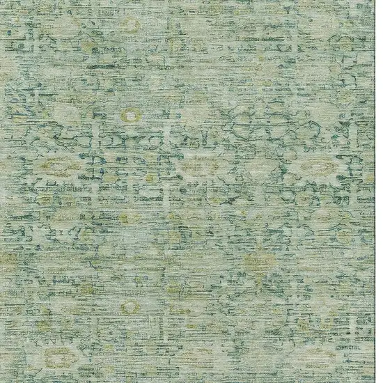 Artichoke Green And Teal Oriental Washable Area Rug With UV Protection Photo 2