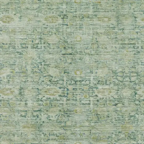 Artichoke Green And Teal Oriental Washable Area Rug With UV Protection Photo 2