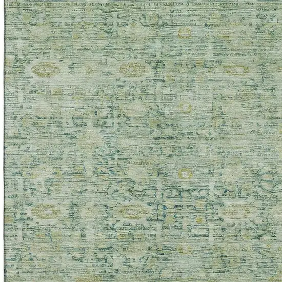 Artichoke Green And Teal Oriental Washable Area Rug With UV Protection Photo 2