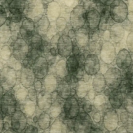 Artichoke Green And Wheat Abstract Washable Indoor Outdoor Area Rug Photo 2