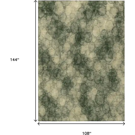 Artichoke Green And Wheat Abstract Washable Indoor Outdoor Area Rug Photo 7
