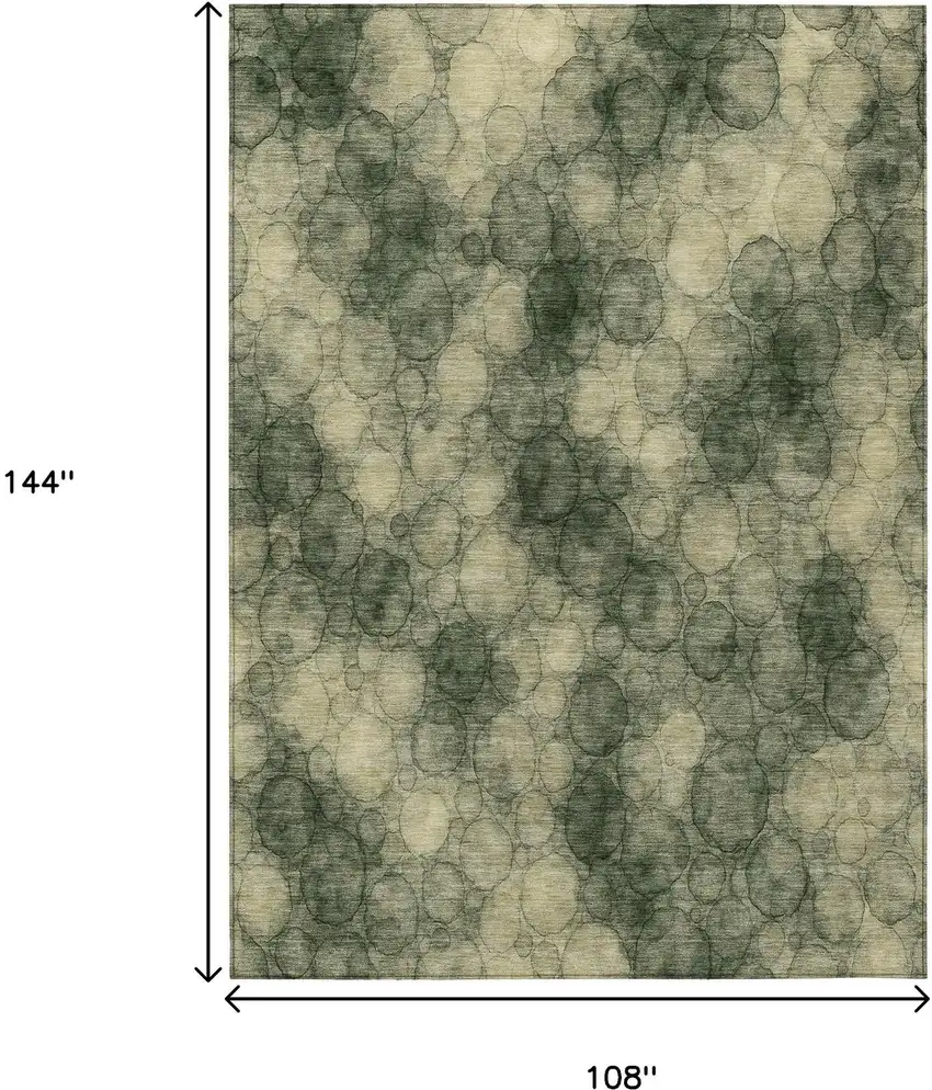 Artichoke Green And Wheat Abstract Washable Indoor Outdoor Area Rug Photo 7