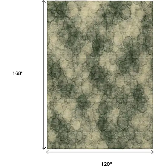 Artichoke Green And Wheat Abstract Washable Indoor Outdoor Area Rug Photo 7