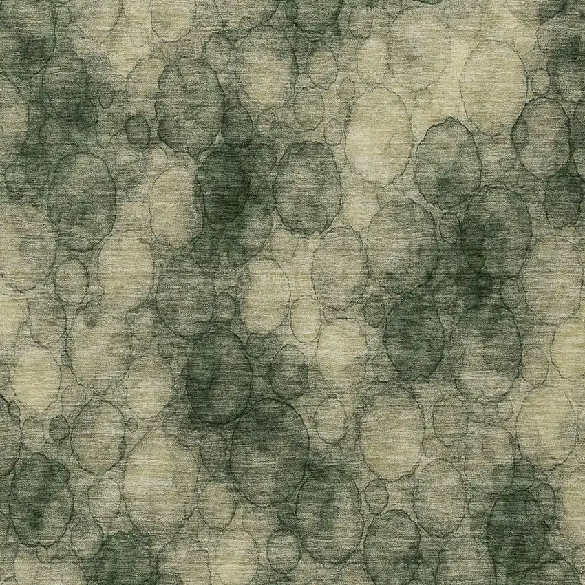 Artichoke Green And Wheat Abstract Washable Indoor Outdoor Area Rug Photo 2