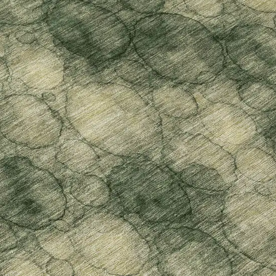 Artichoke Green And Wheat Abstract Washable Indoor Outdoor Area Rug Photo 6