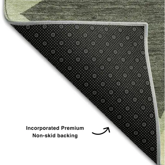 Artichoke Green Aqua And Ivory Geometric Washable Area Rug With UV Protection Photo 6