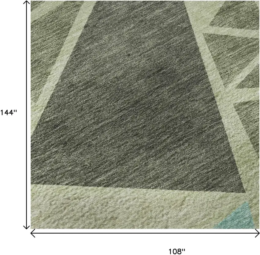 Artichoke Green Aqua And Ivory Geometric Washable Area Rug With UV Protection Photo 8