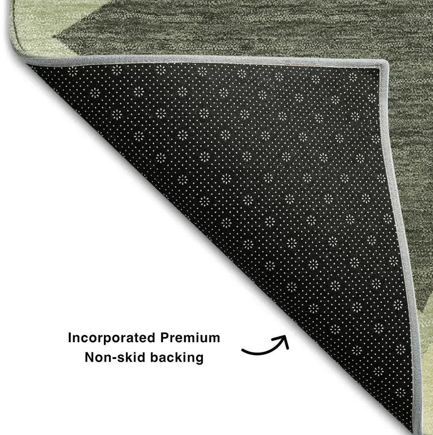 Artichoke Green Aqua And Ivory Geometric Washable Area Rug With UV Protection Photo 7