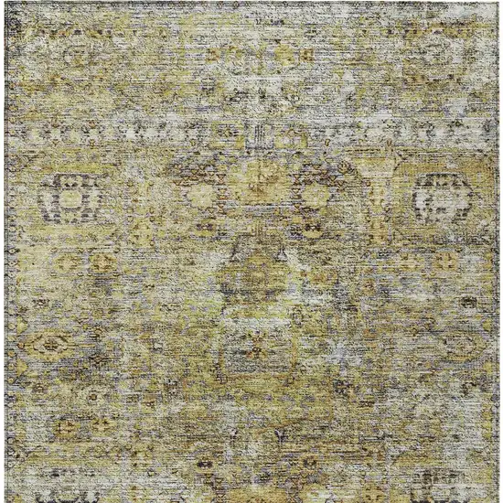 Artichoke Green Beige And Black Floral Washable Indoor Outdoor Area Rug Photo 5