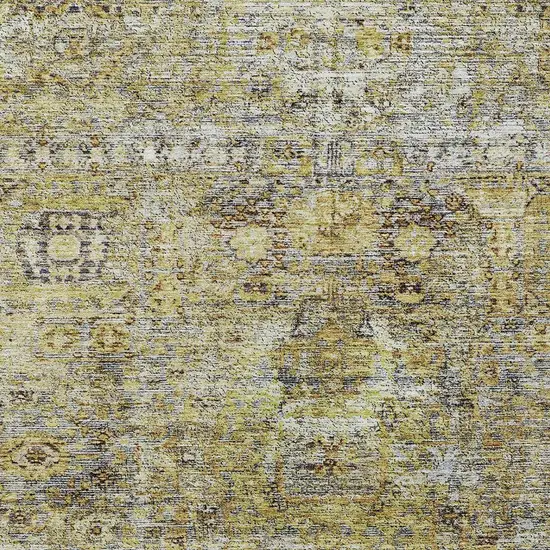 Artichoke Green Beige And Black Floral Washable Indoor Outdoor Area Rug Photo 5