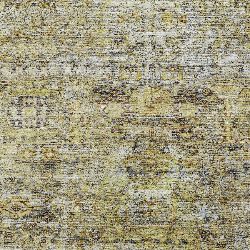 Artichoke Green Beige And Black Floral Washable Indoor Outdoor Area Rug Photo 5