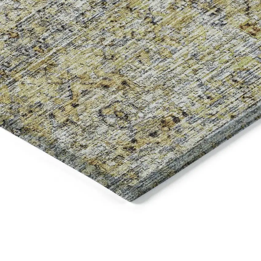 Artichoke Green Beige And Black Floral Washable Indoor Outdoor Area Rug Photo 4