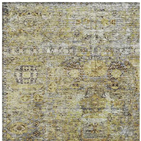Artichoke Green Beige And Black Floral Washable Indoor Outdoor Area Rug Photo 5