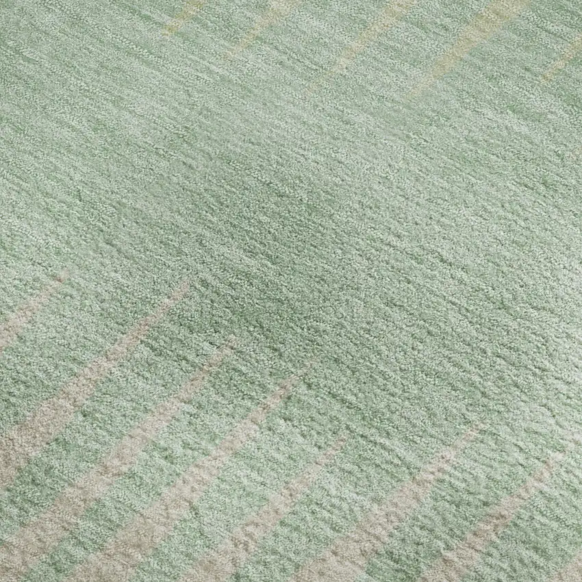 Artichoke Green Beige And Brown Striped Washable Area Rug With UV Protection Photo 3