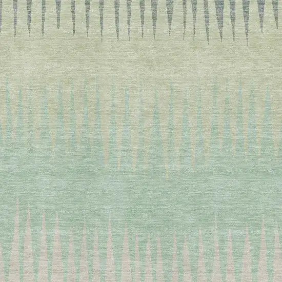 Artichoke Green Beige And Brown Striped Washable Area Rug With UV Protection Photo 4