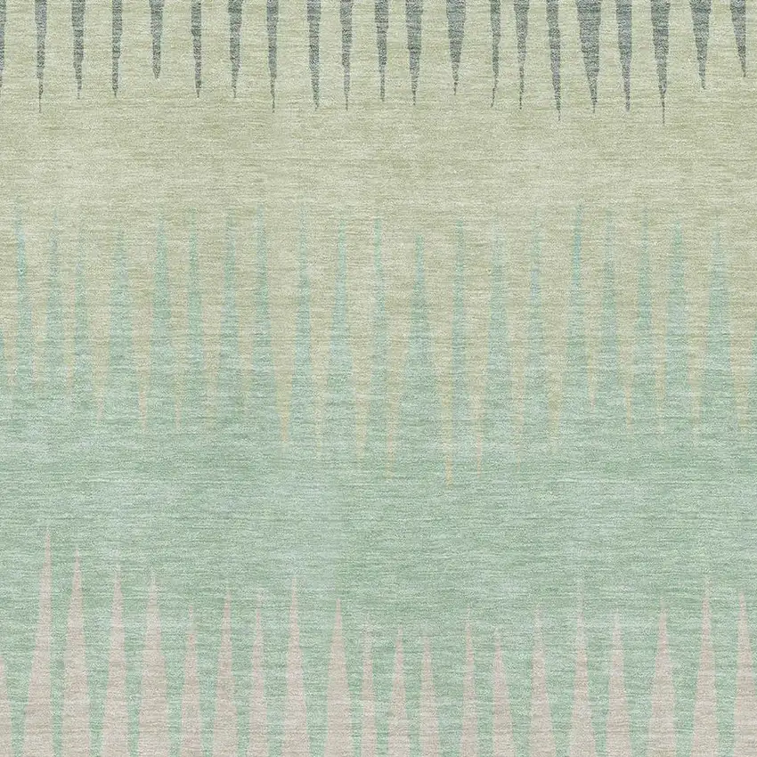 Artichoke Green Beige And Brown Striped Washable Area Rug With UV Protection Photo 4